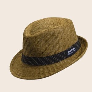 Panama Jack Tan Fedora with Black Striped Band Sz L Unisex